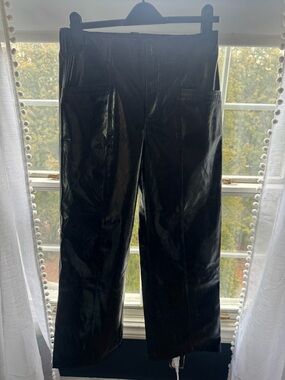 Free People Women’s Black Faux Leather wide leg Trouse